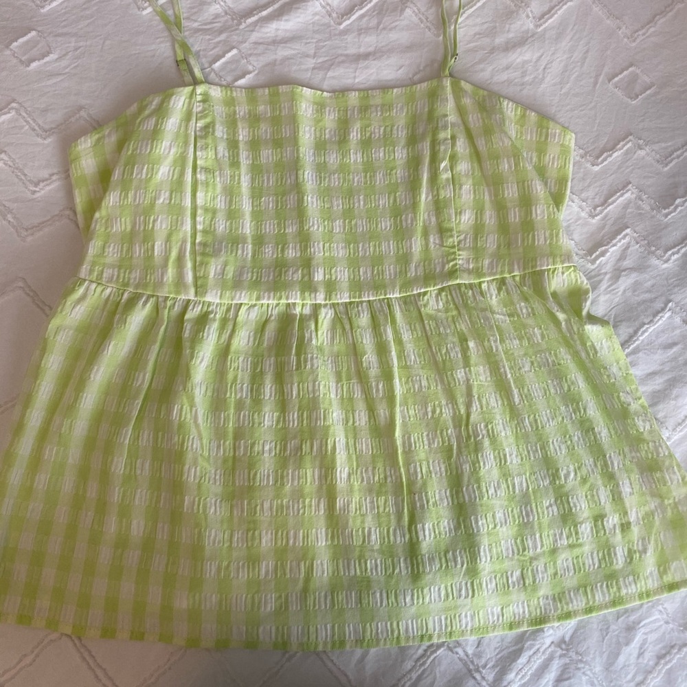Green gingham top